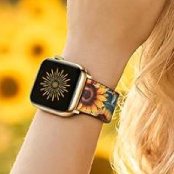 NEW Sunflower Leather Apple Watch Band - Picture 3 of 4